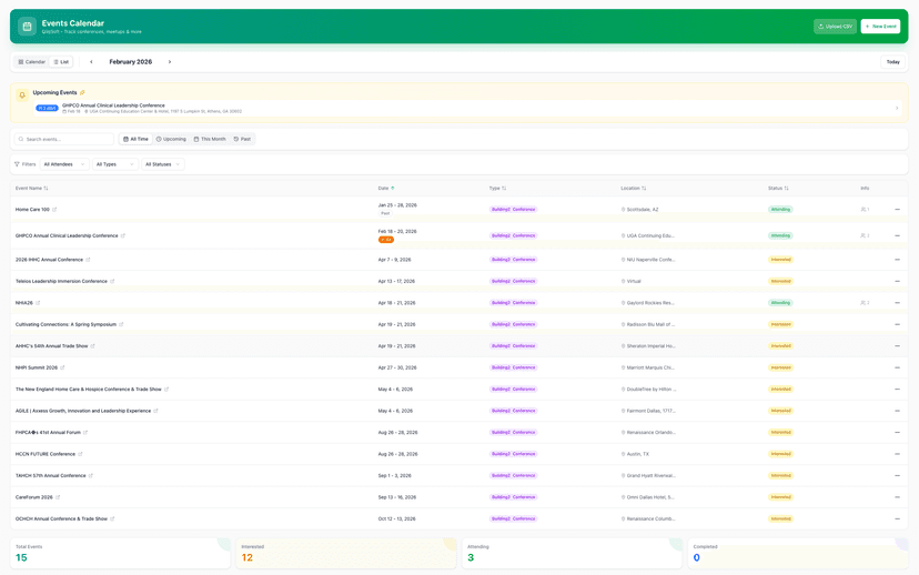 Events & Conference Calendar