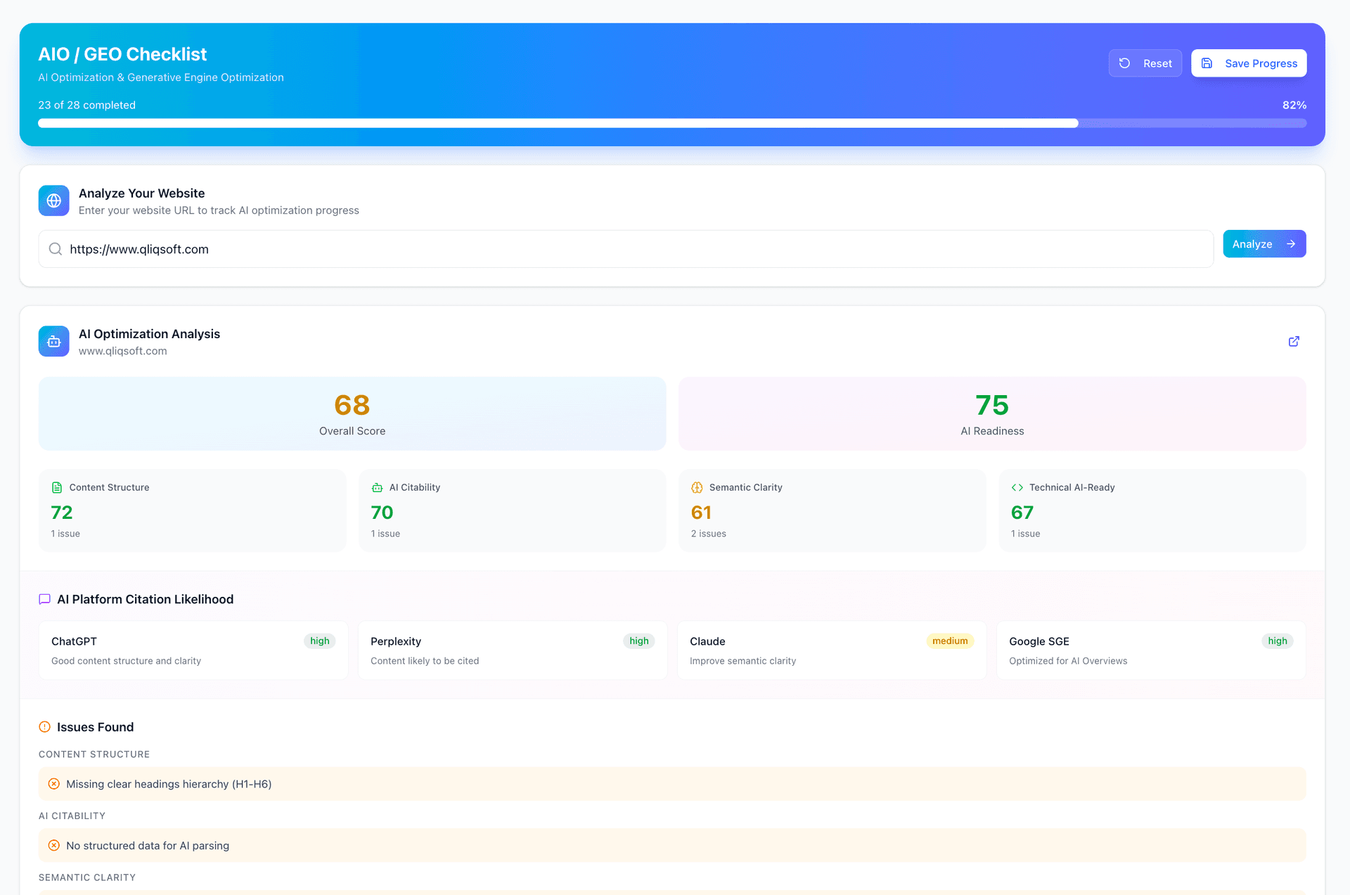 PostWyse - AIO/GEO Optimization  - AI Readiness Score