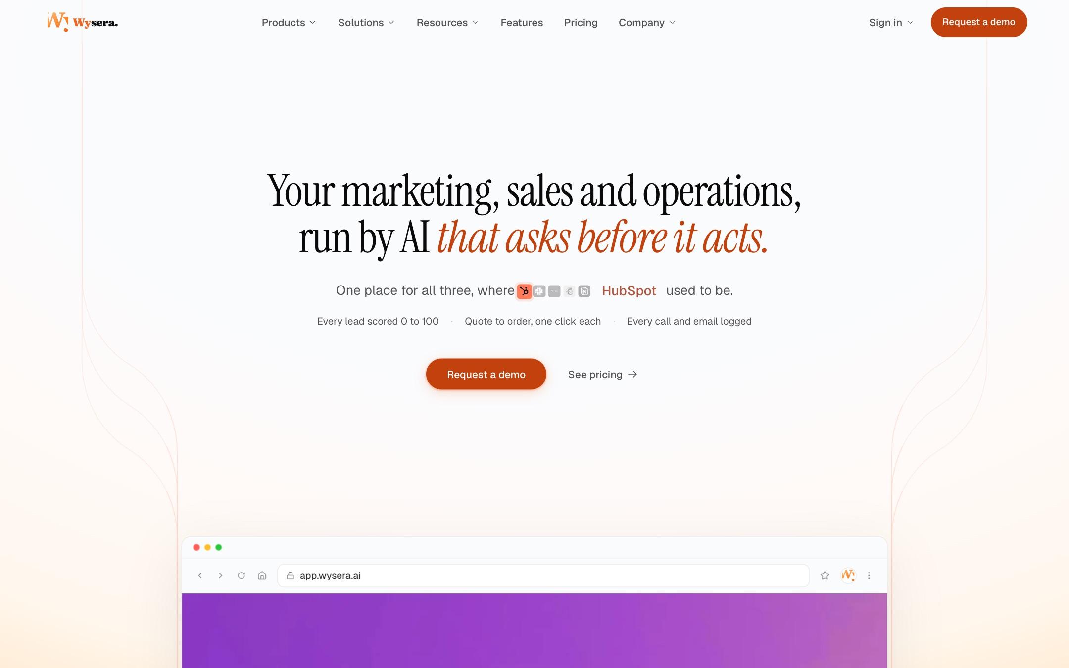 Wysera: marketing, sales and operations run by AI that asks before it acts