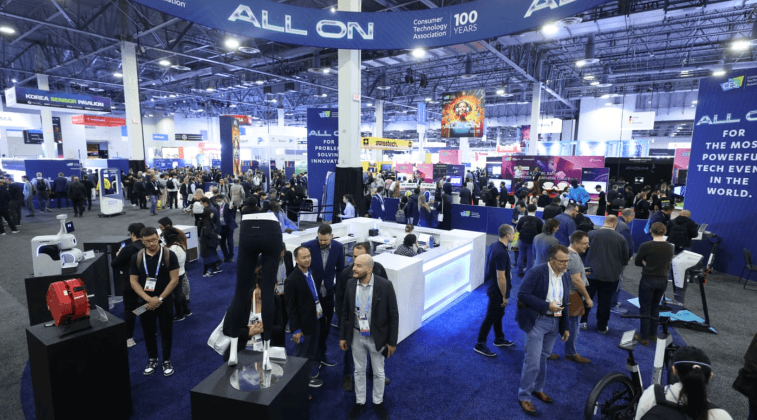 Futuristic vehicle and mobility technology display at CES 2025